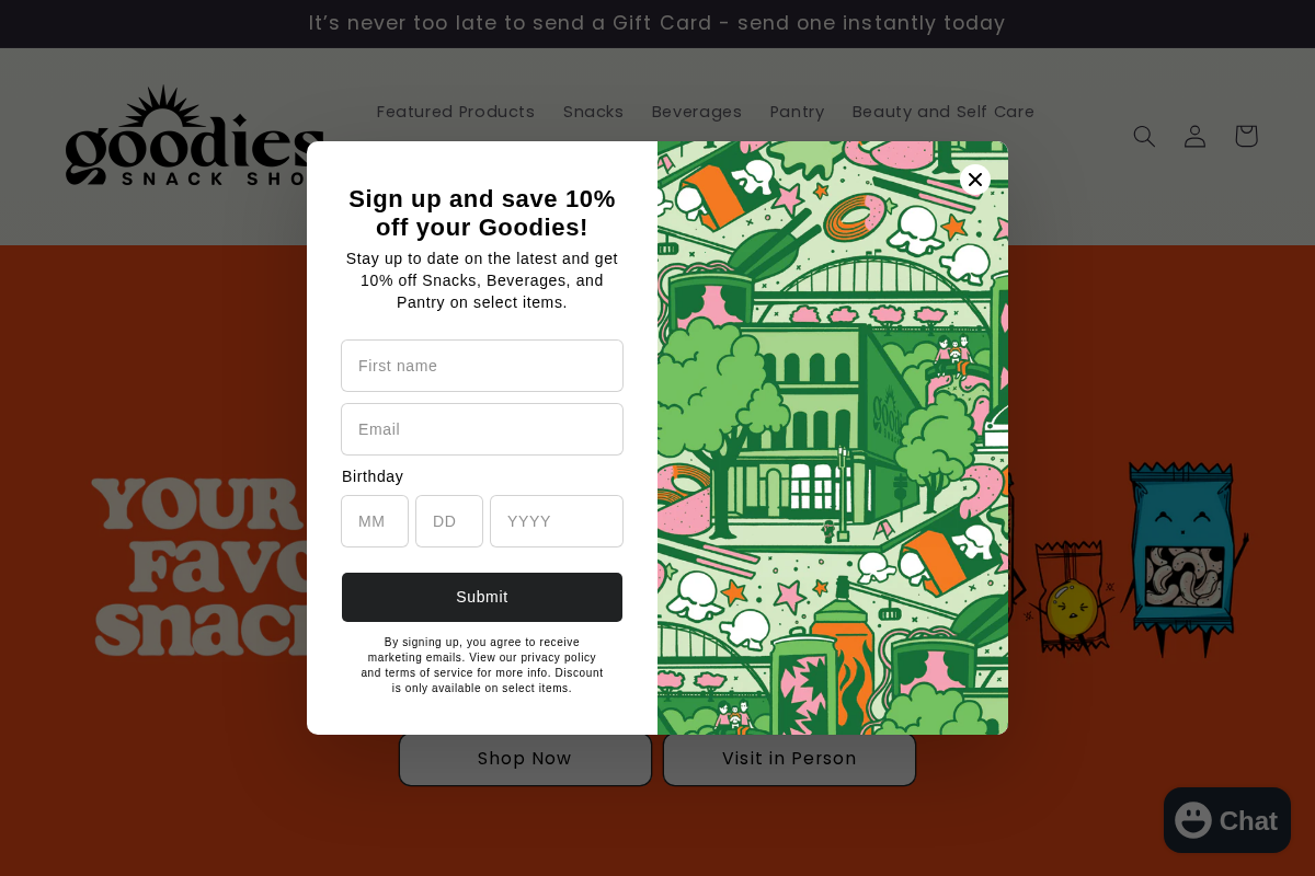 Goodies | Snack Shop homepage screenshot