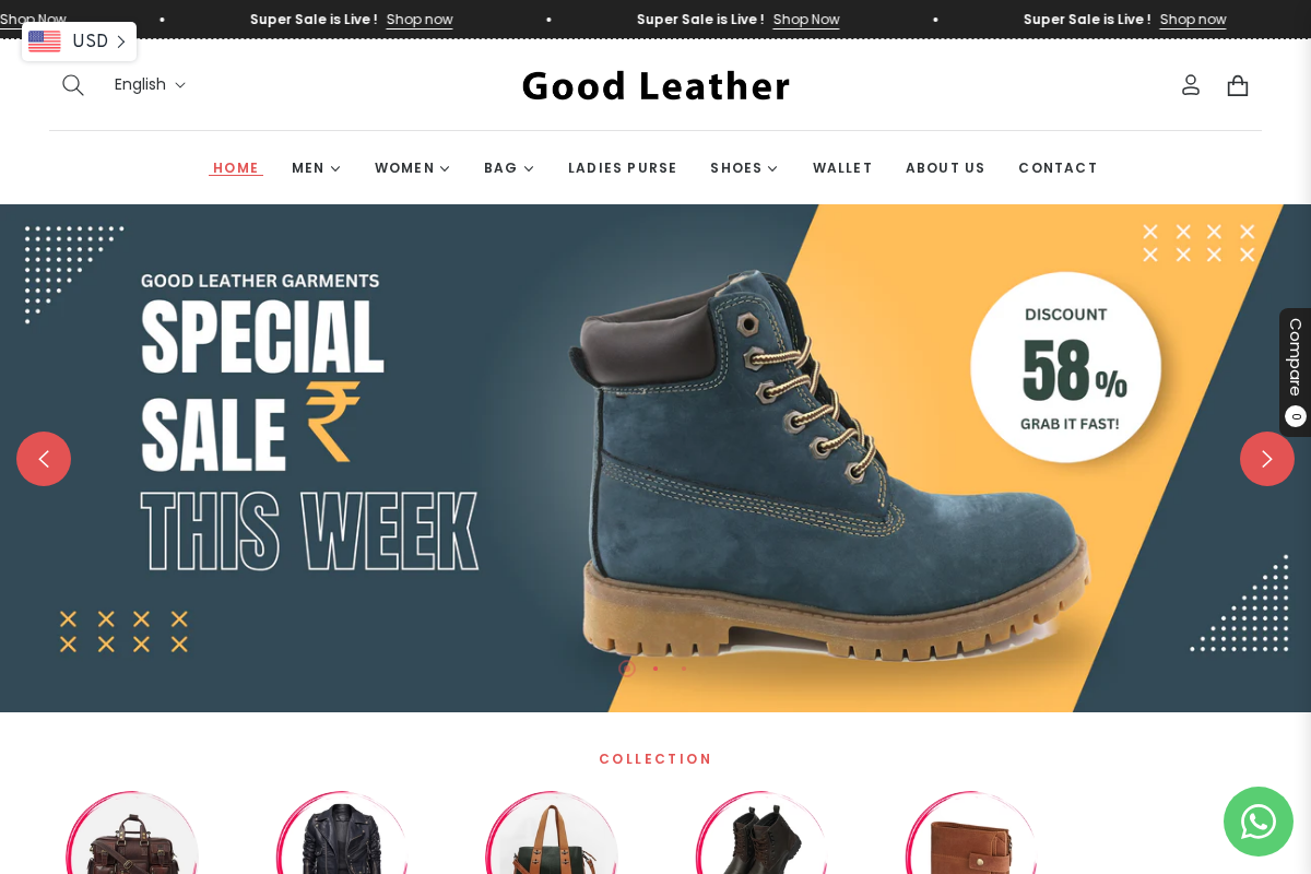 Good Leather Garments homepage screenshot