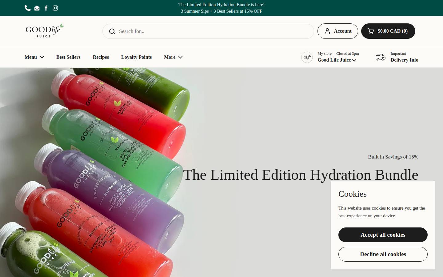 goodlifejuice.com homepage screenshot