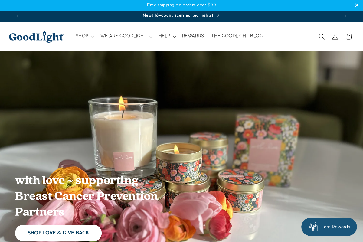 GoodLight Natural Candles homepage screenshot