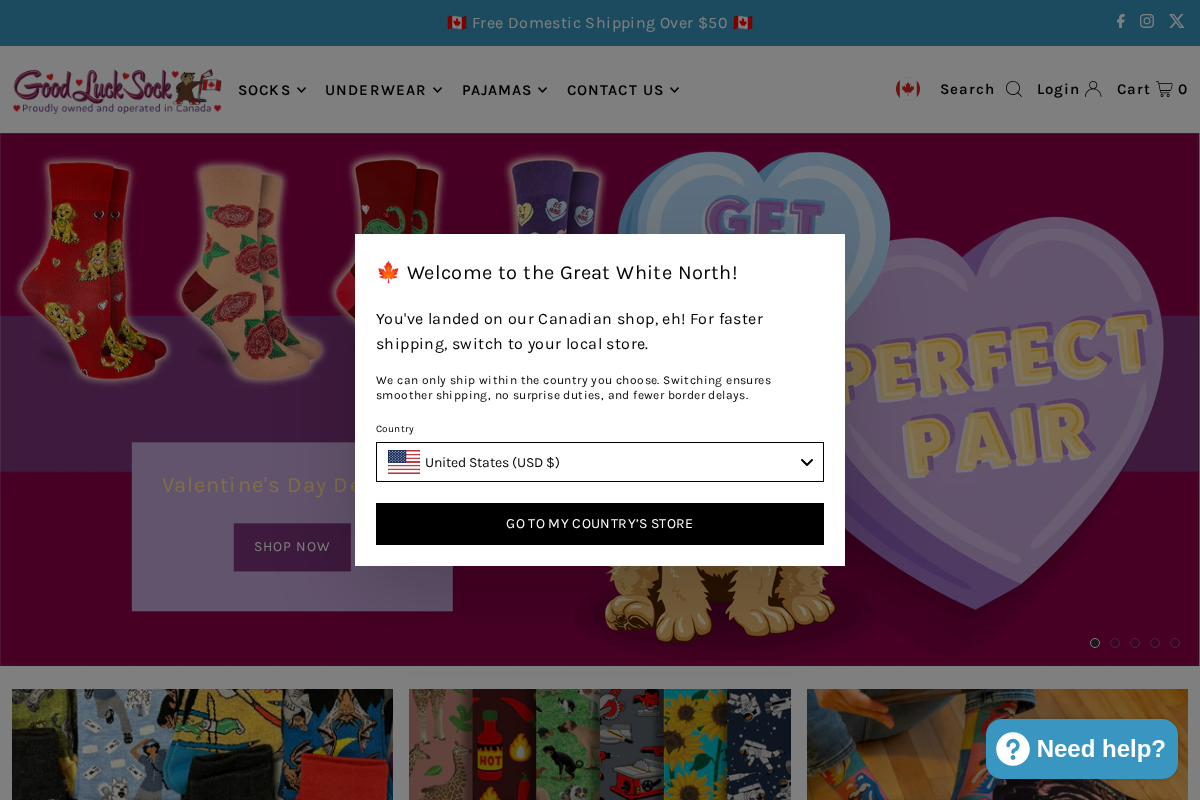 goodlucksock.com homepage screenshot