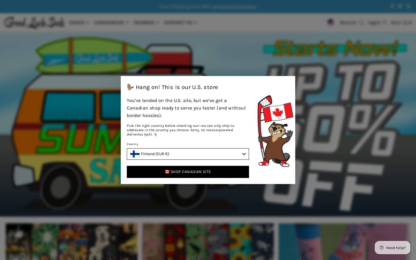 goodlucksock.com homepage screenshot