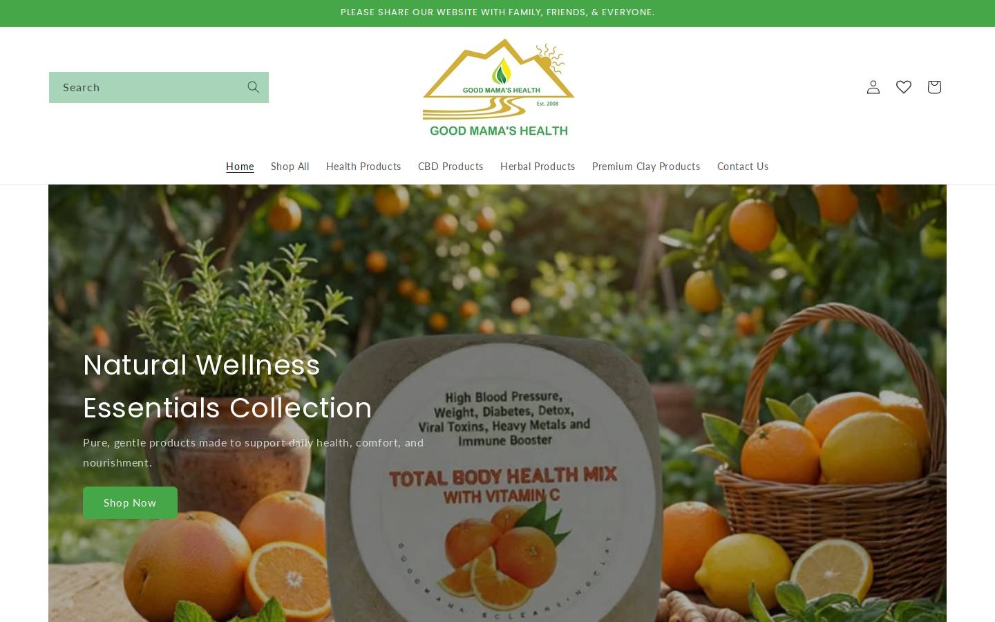 goodmamashealth.com homepage screenshot
