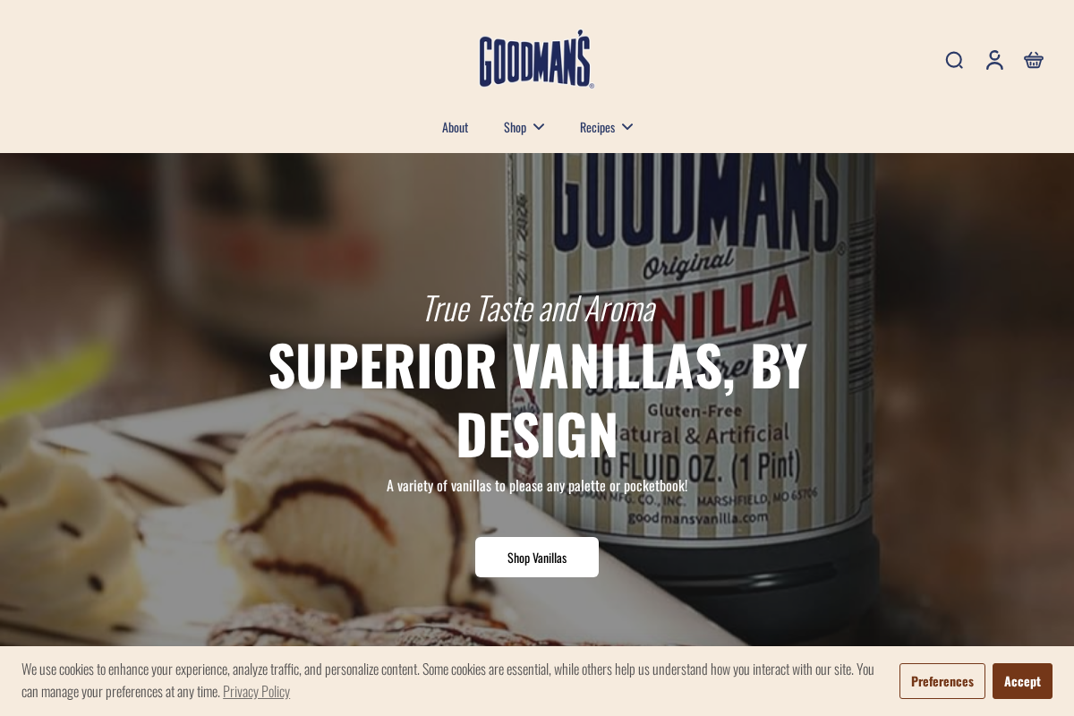Goodmans Flavorings homepage screenshot