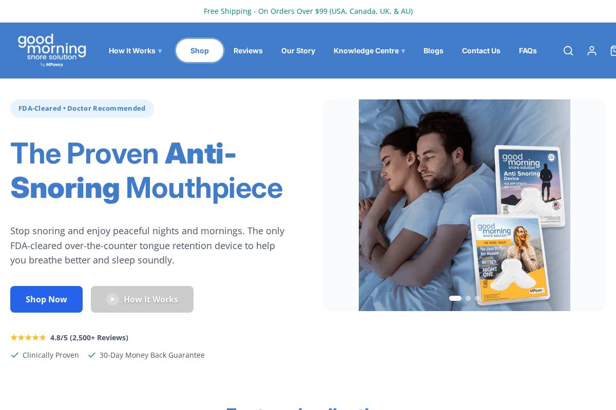 goodmorningsnoresolution.com homepage screenshot