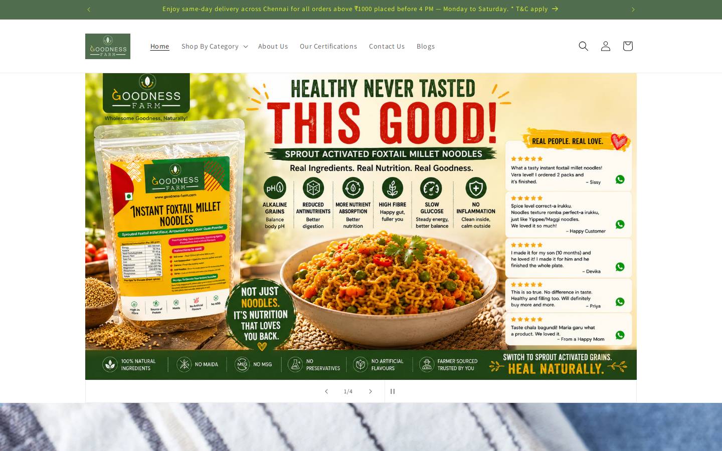 goodness-farm.com homepage screenshot