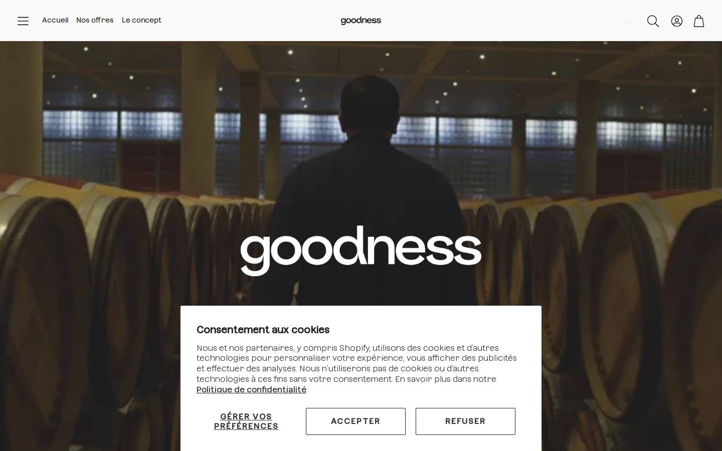 Goodness homepage screenshot