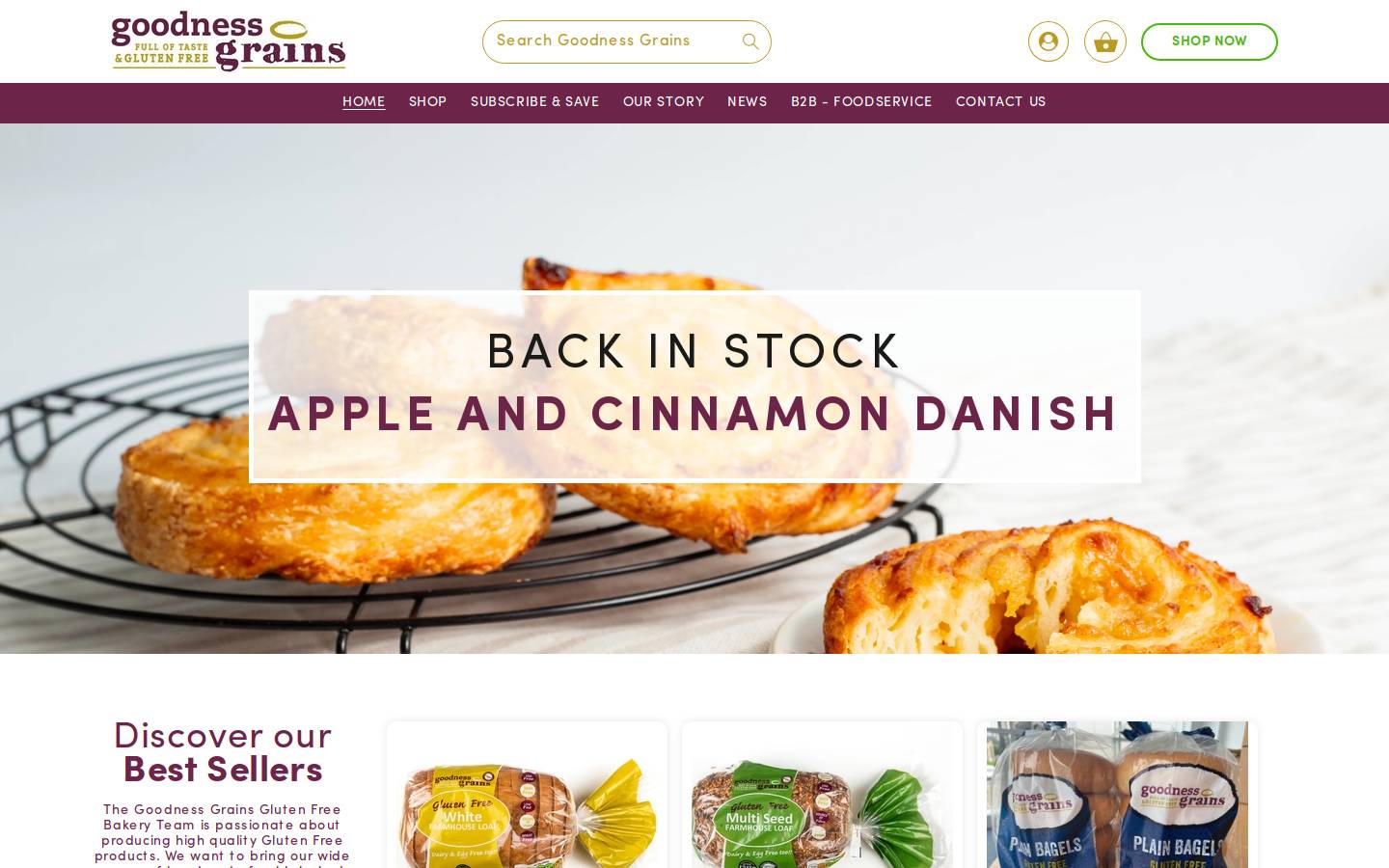 goodnessgrains.com homepage screenshot