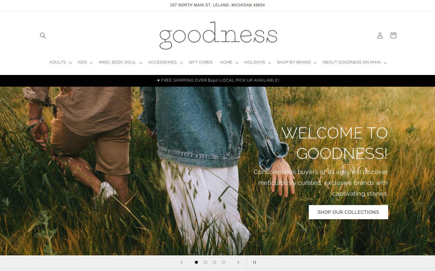 goodnessonmain.com homepage screenshot