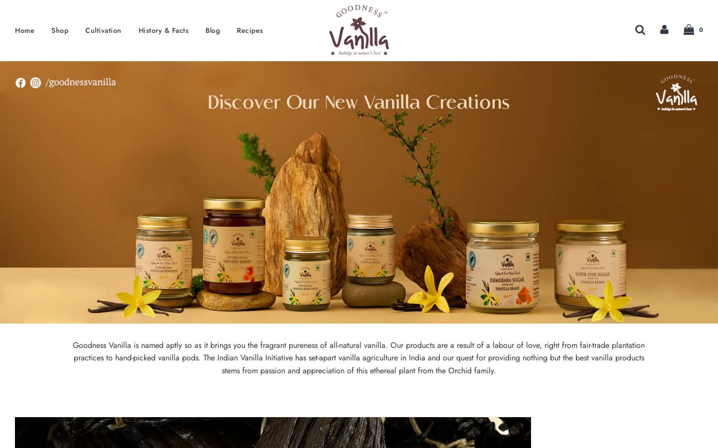 goodnessvanilla.com homepage screenshot