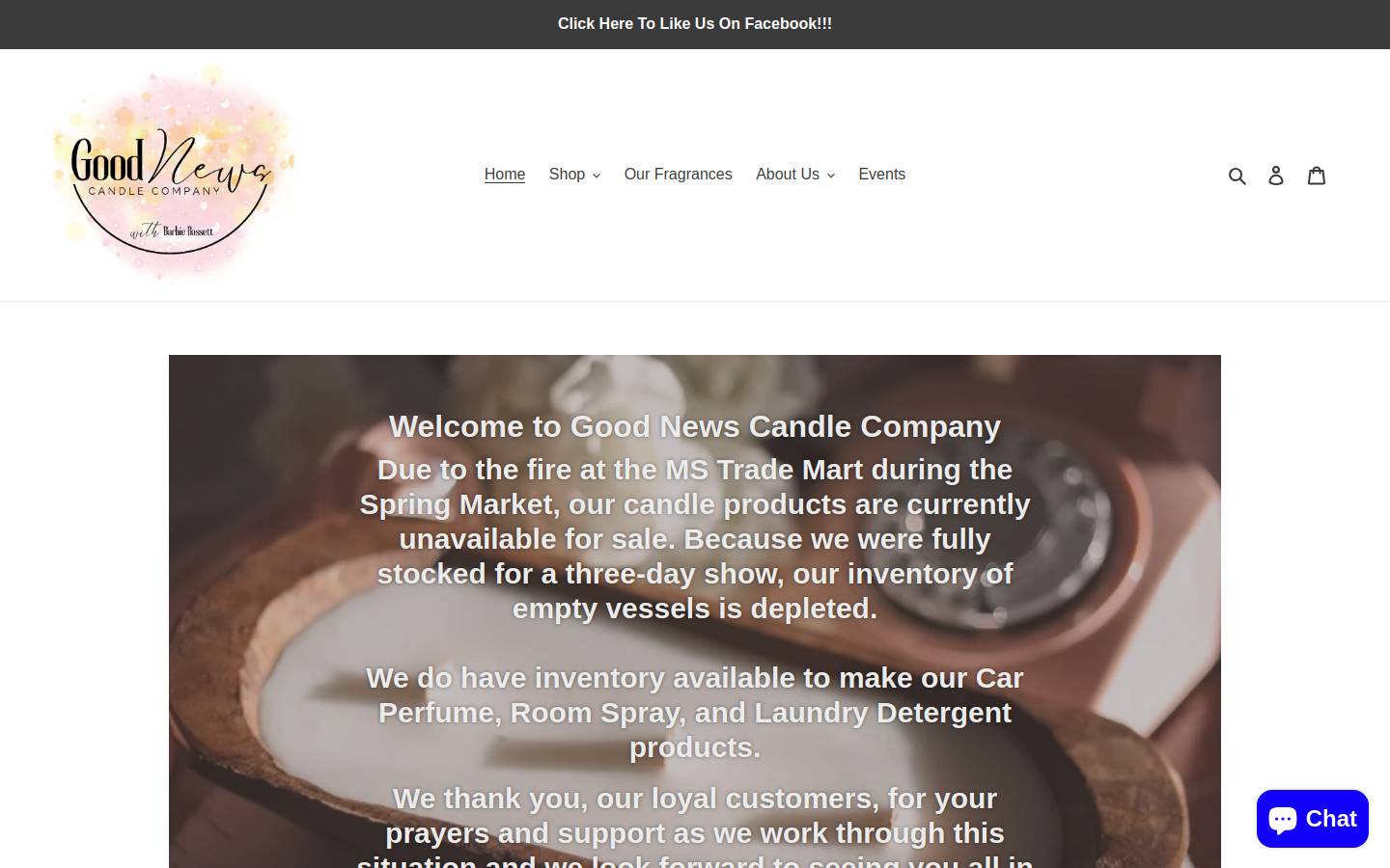 goodnewscandlecompany.net homepage screenshot