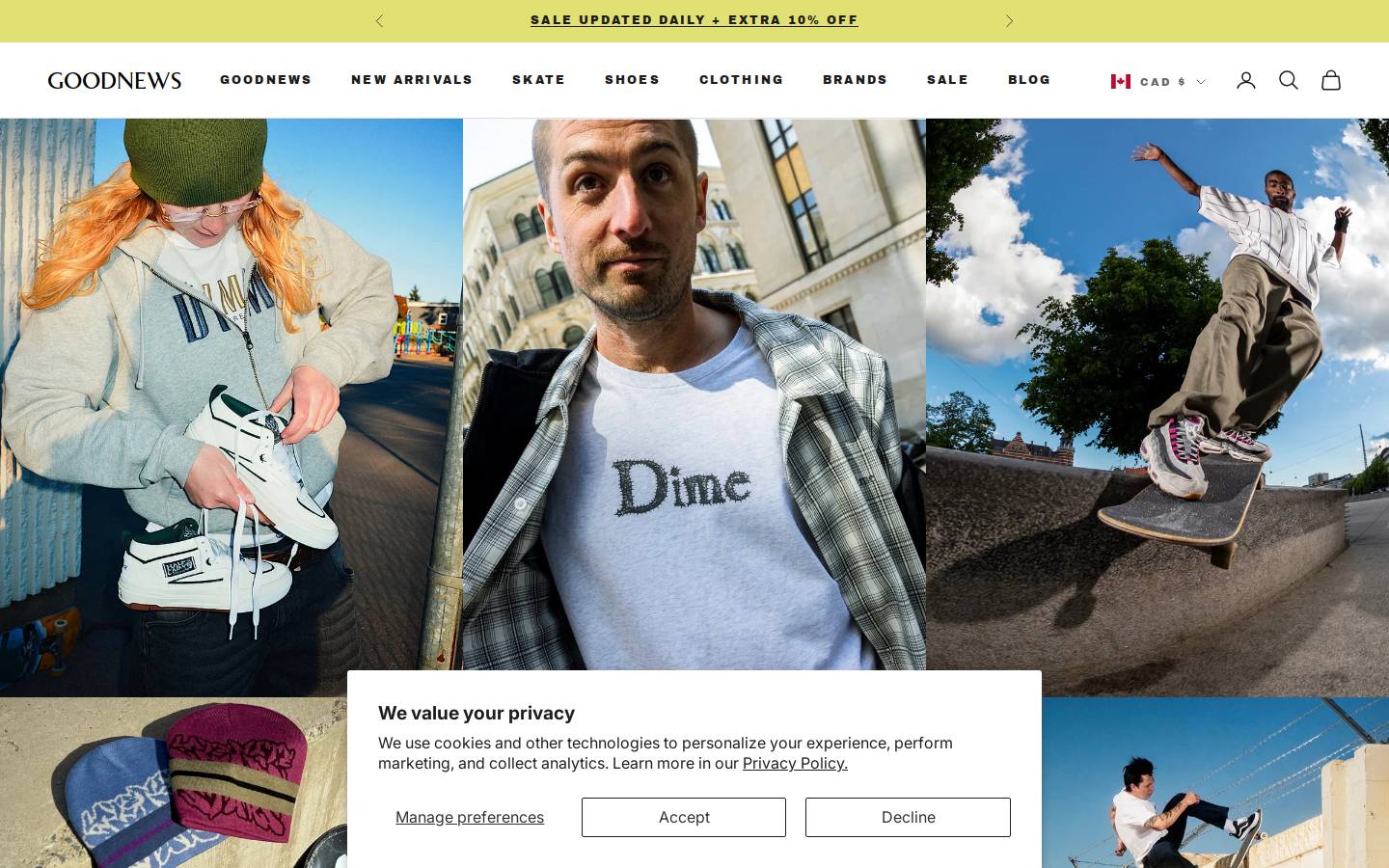 goodnewsskateshop.com homepage screenshot