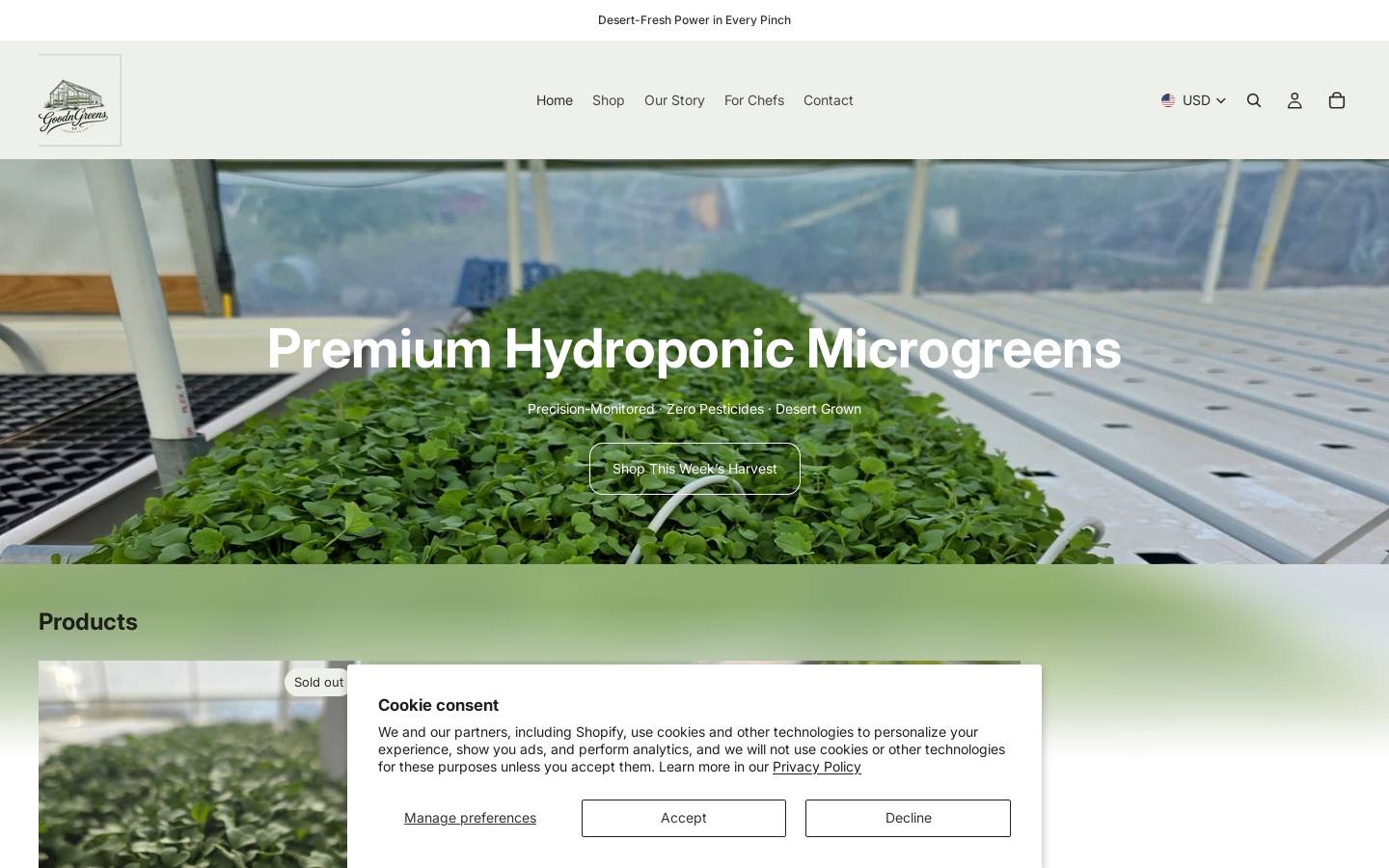 goodngreens.com homepage screenshot