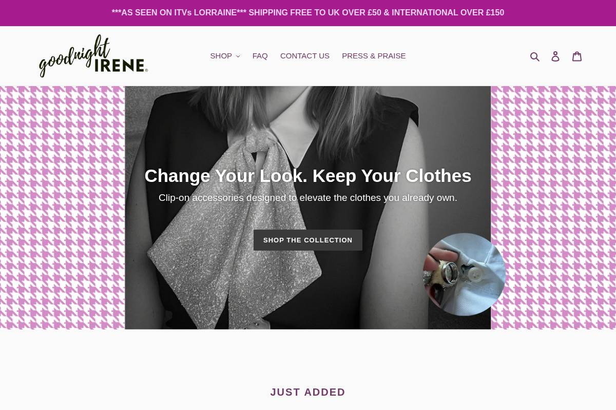 goodnightirene.co.uk homepage screenshot