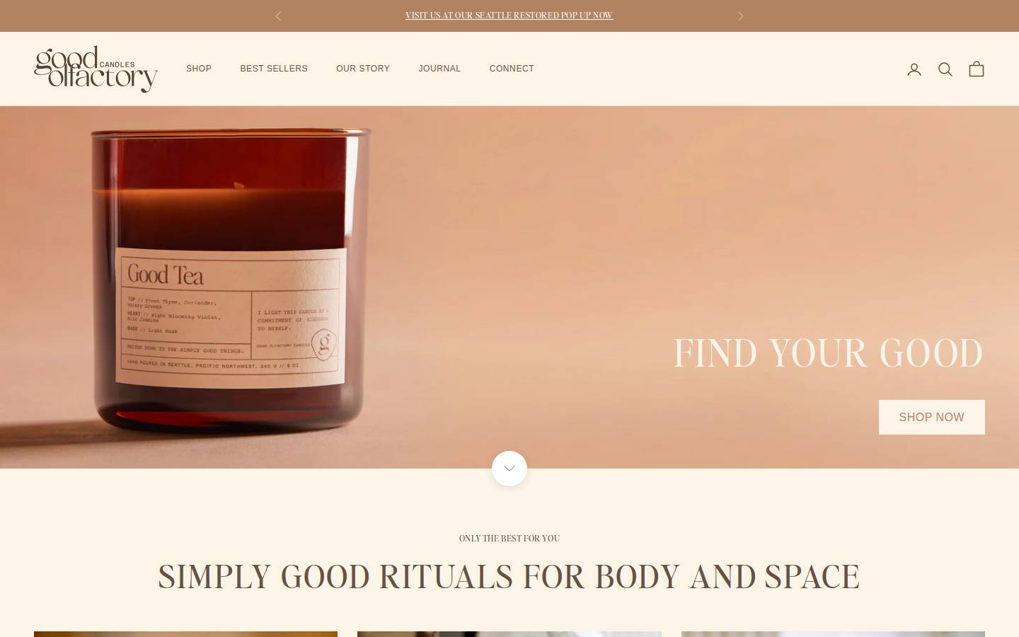 goodolfactorycandles.com homepage screenshot