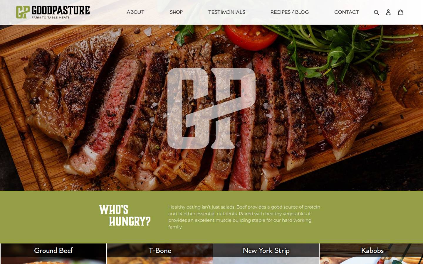 goodpasturesteaks.com homepage screenshot