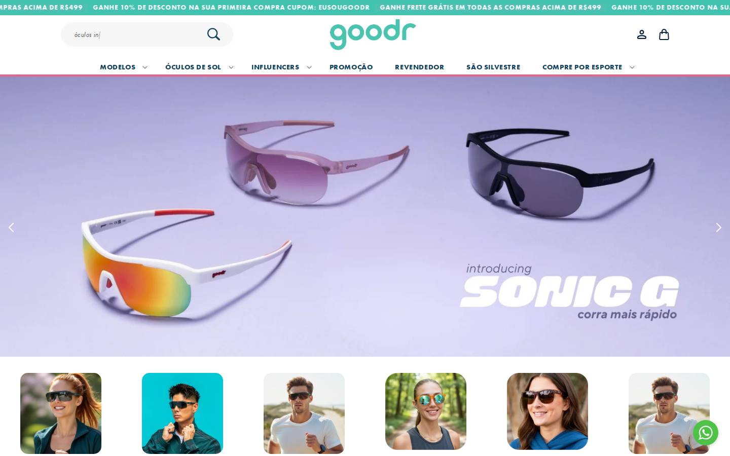 RUN goodr homepage screenshot