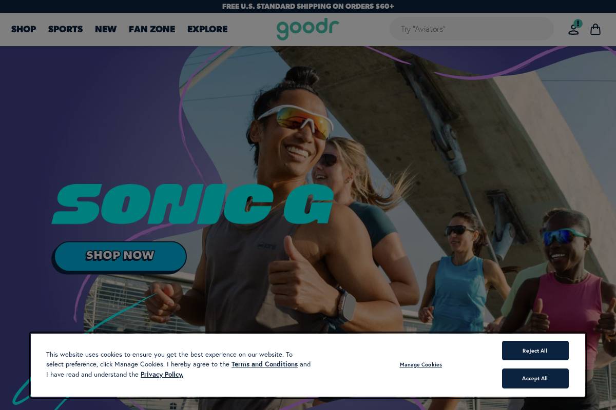 RUN goodr homepage screenshot