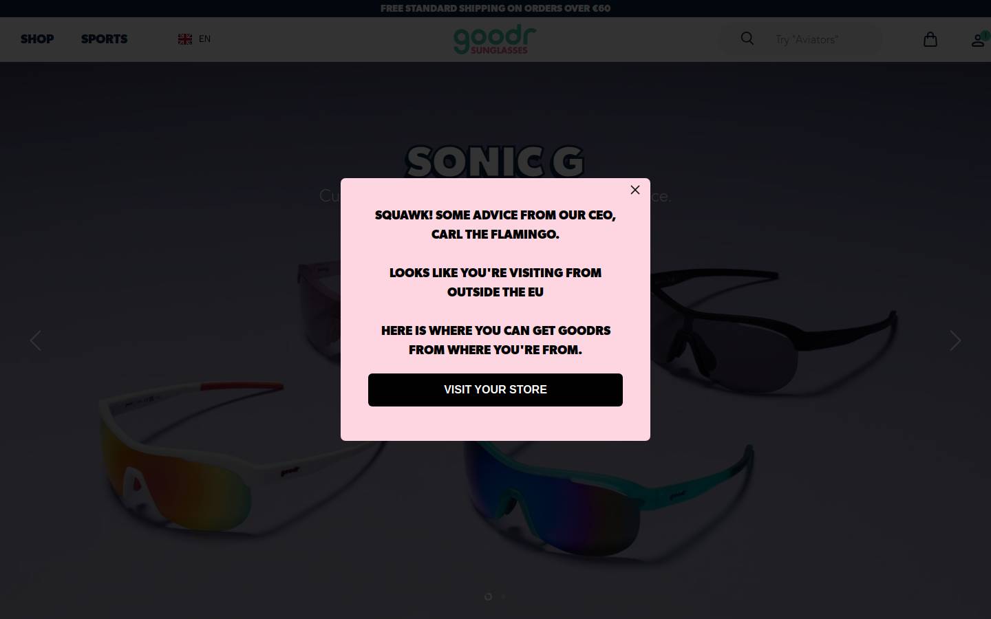 RUN goodr homepage screenshot