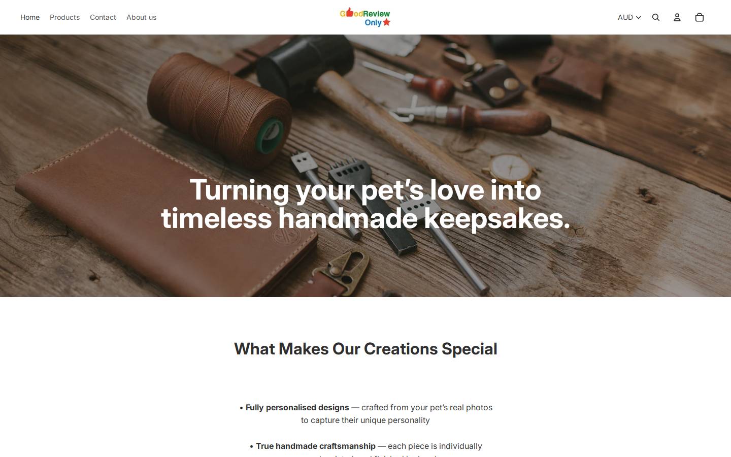 Goodreviewsonly homepage screenshot
