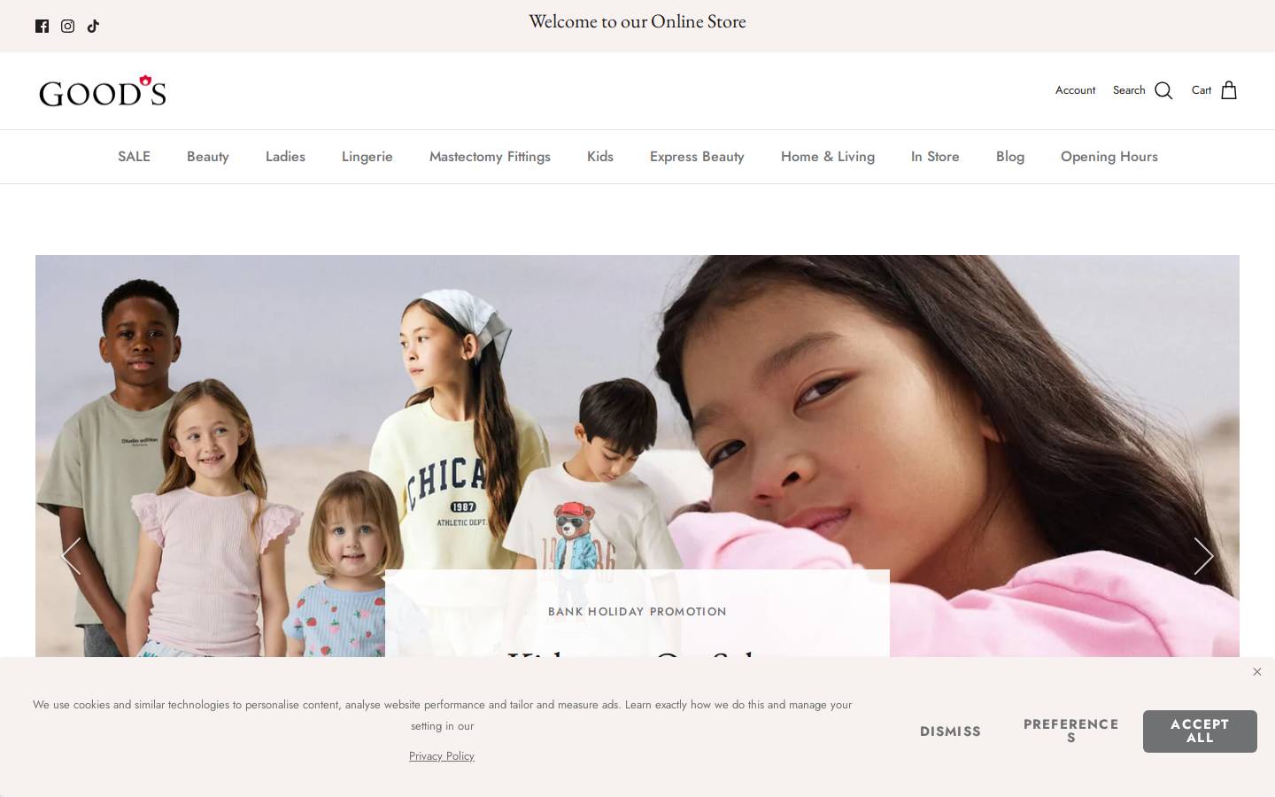 Goods homepage screenshot