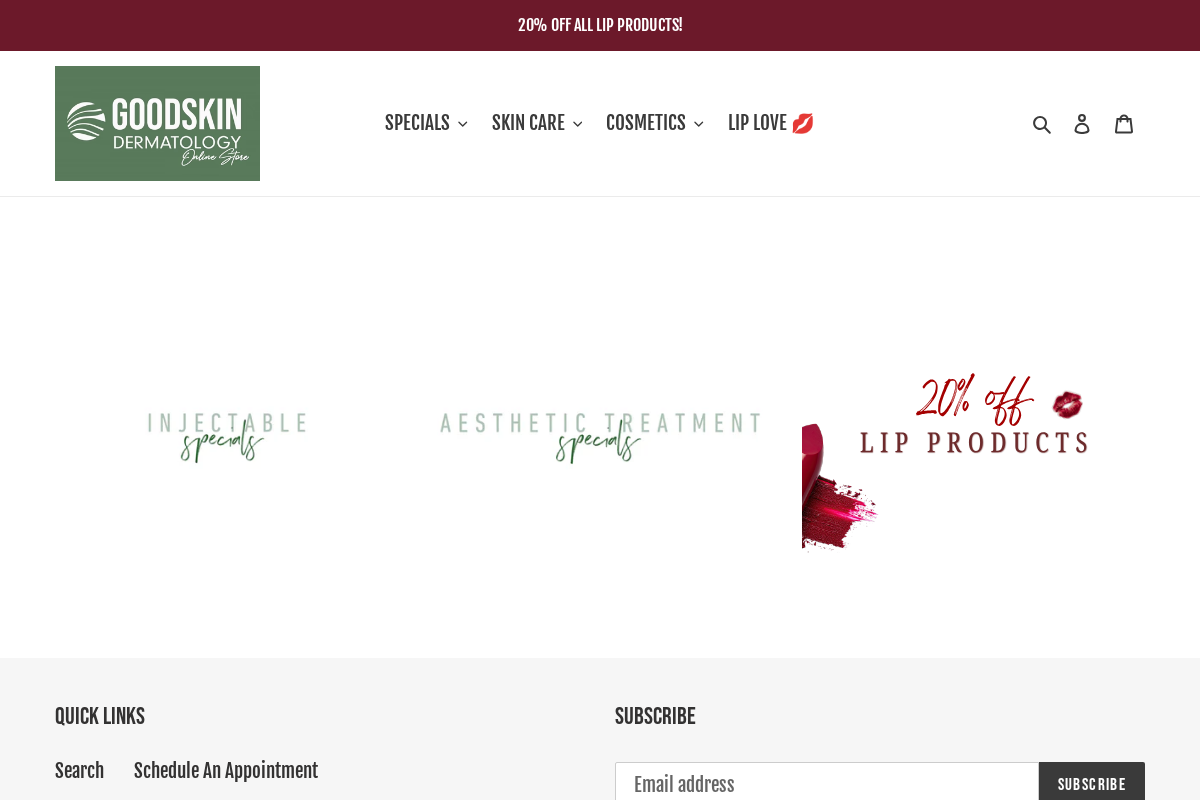 Goodskin Dermatology - Online Store homepage screenshot