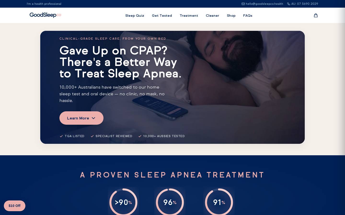 Good Sleep Co homepage screenshot