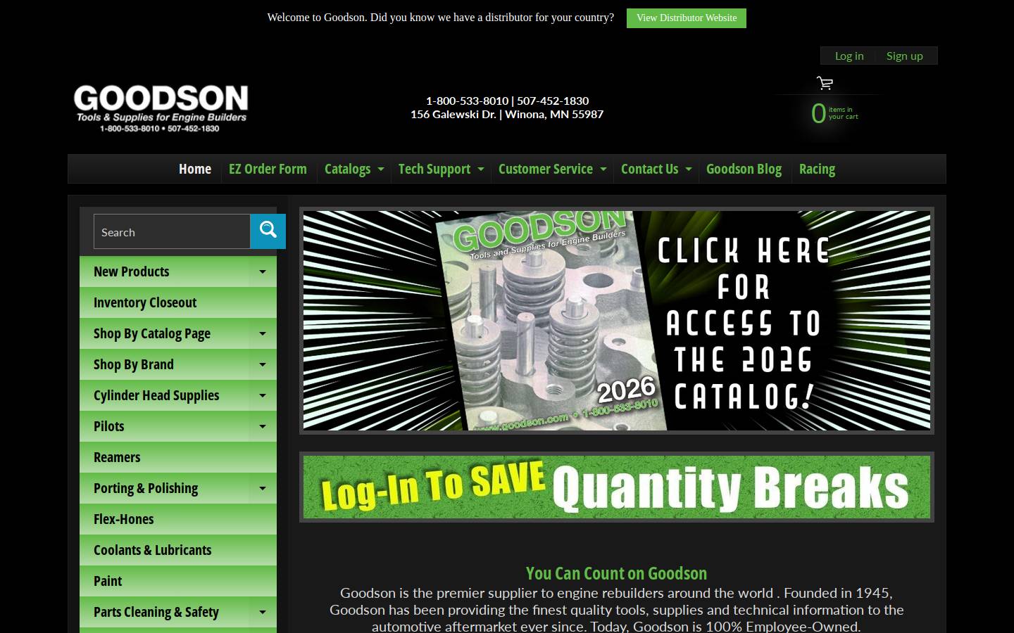 Goodson Tools for engine rebuilding homepage screenshot