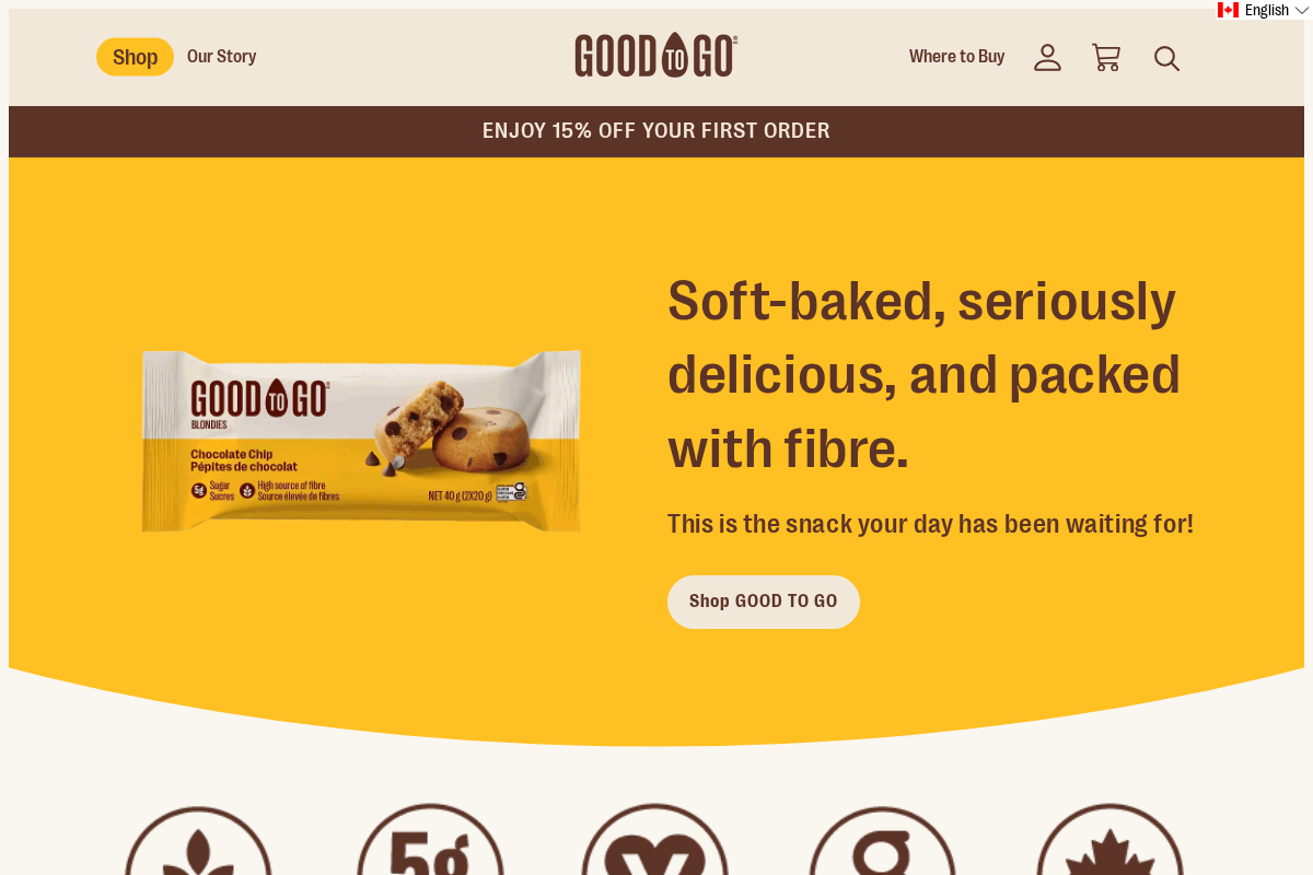 goodtogosnacks.ca homepage screenshot