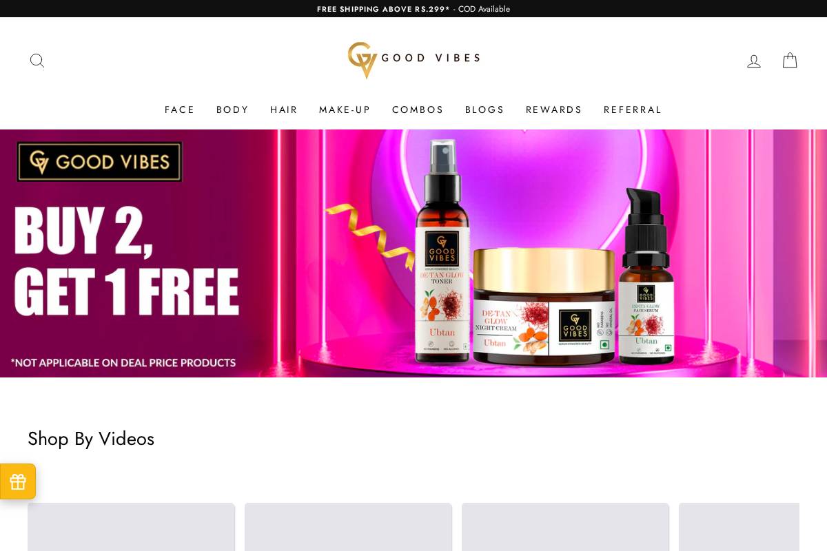 goodvibesonly.in homepage screenshot