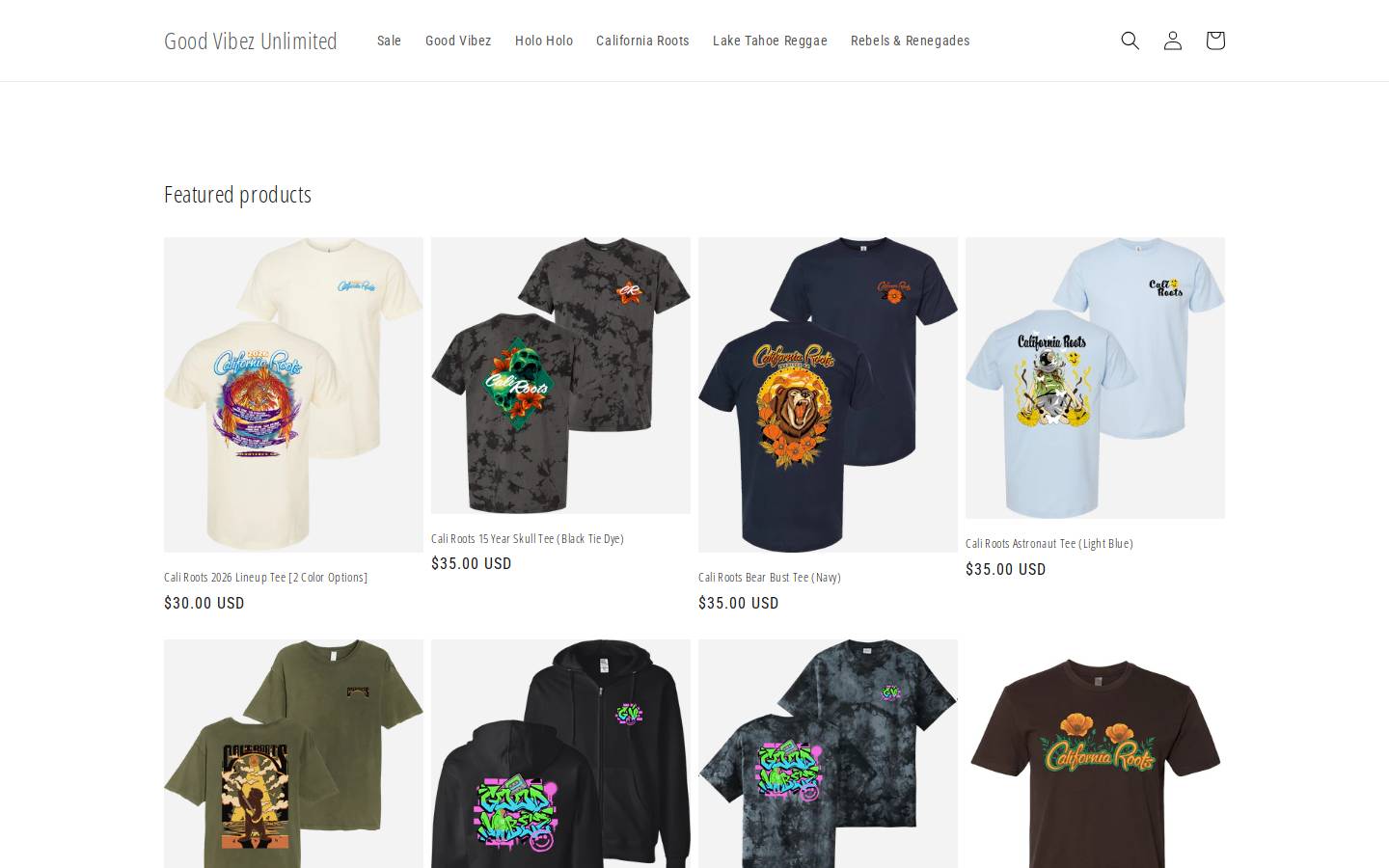 goodvibezunlimited.com homepage screenshot