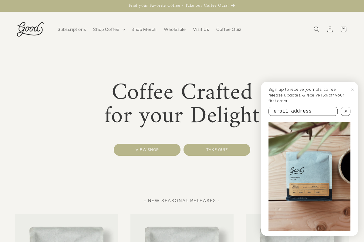 Good Coffee homepage screenshot