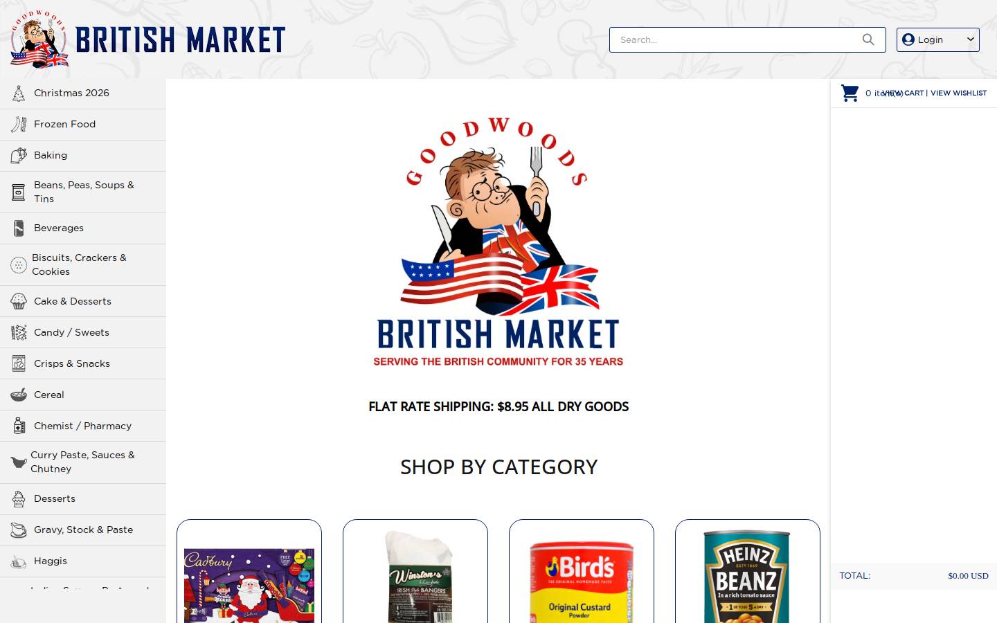 Goodwood's British Market homepage screenshot