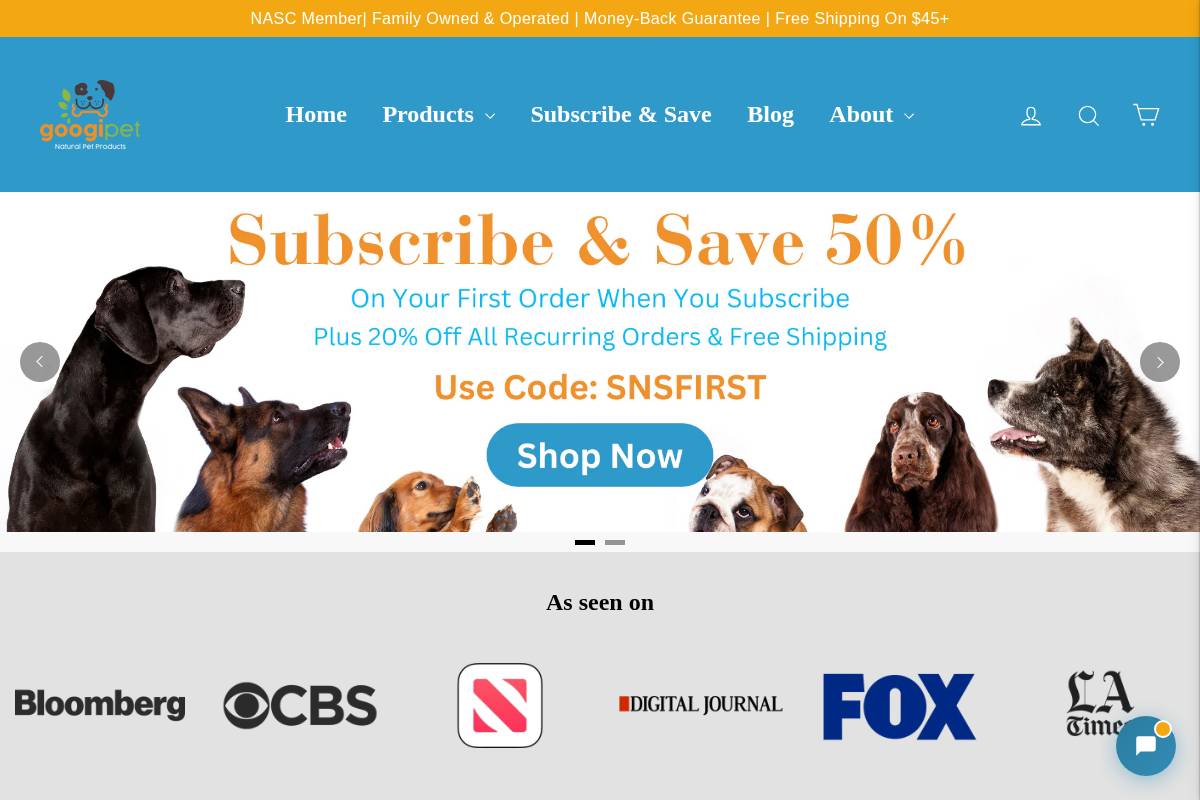 Googipet homepage screenshot