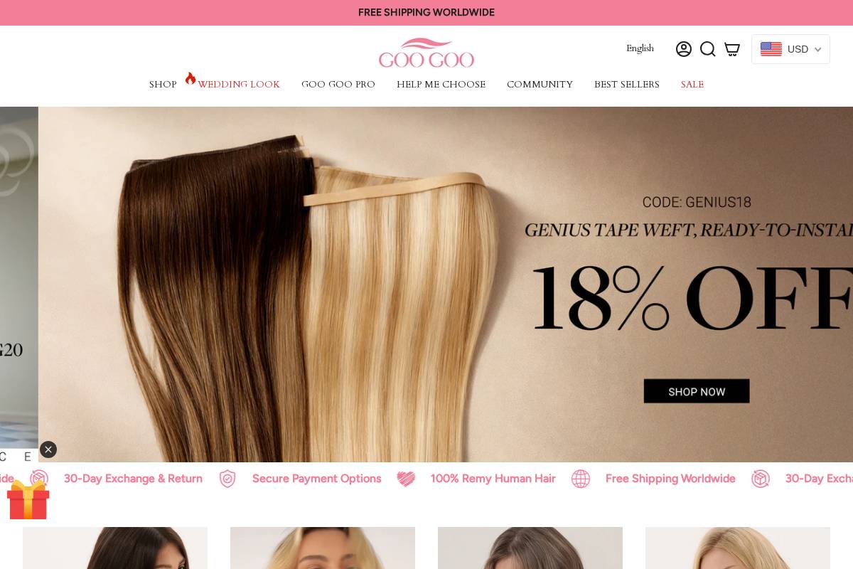 GOO GOO Hair homepage screenshot