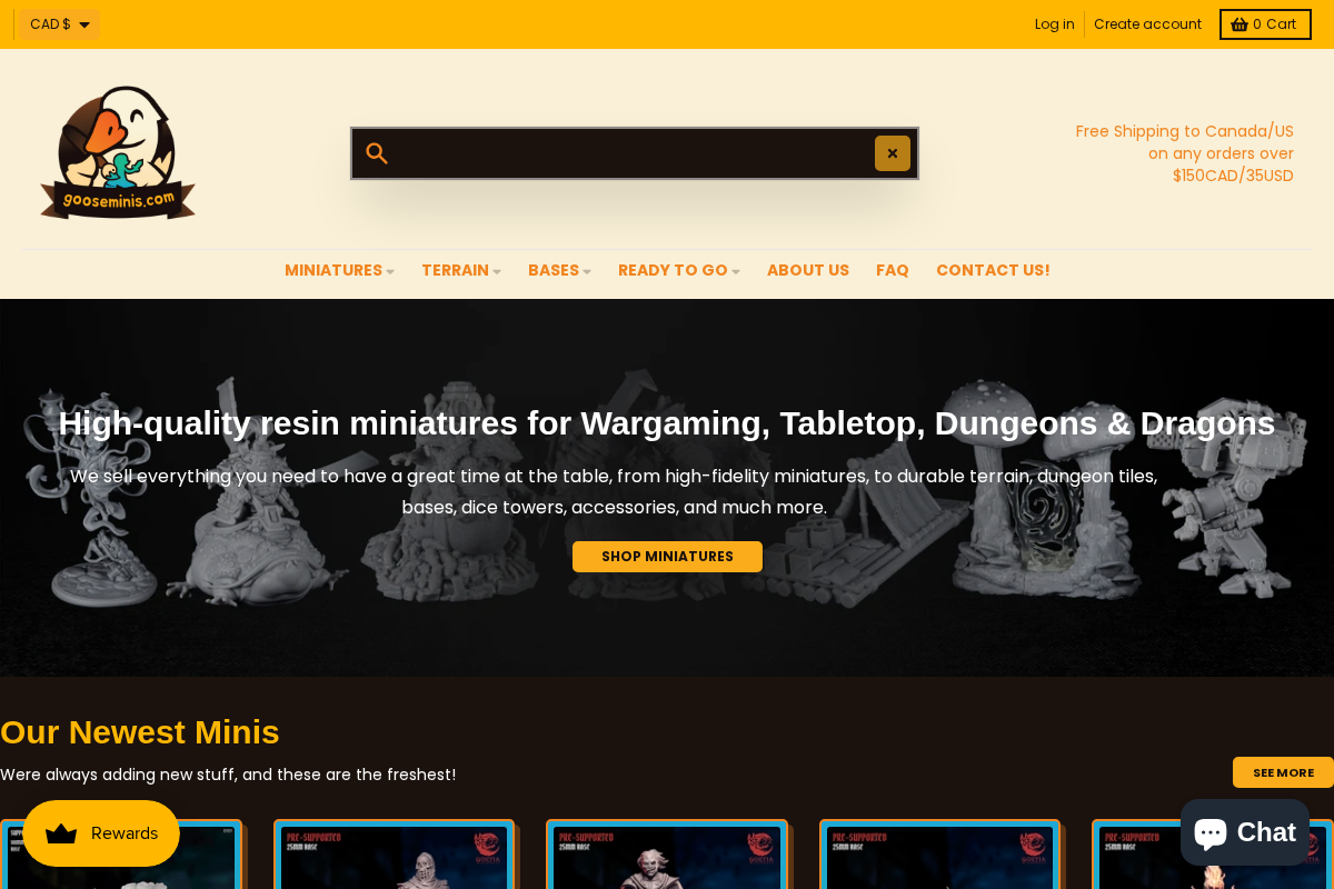 GooseMinis homepage screenshot