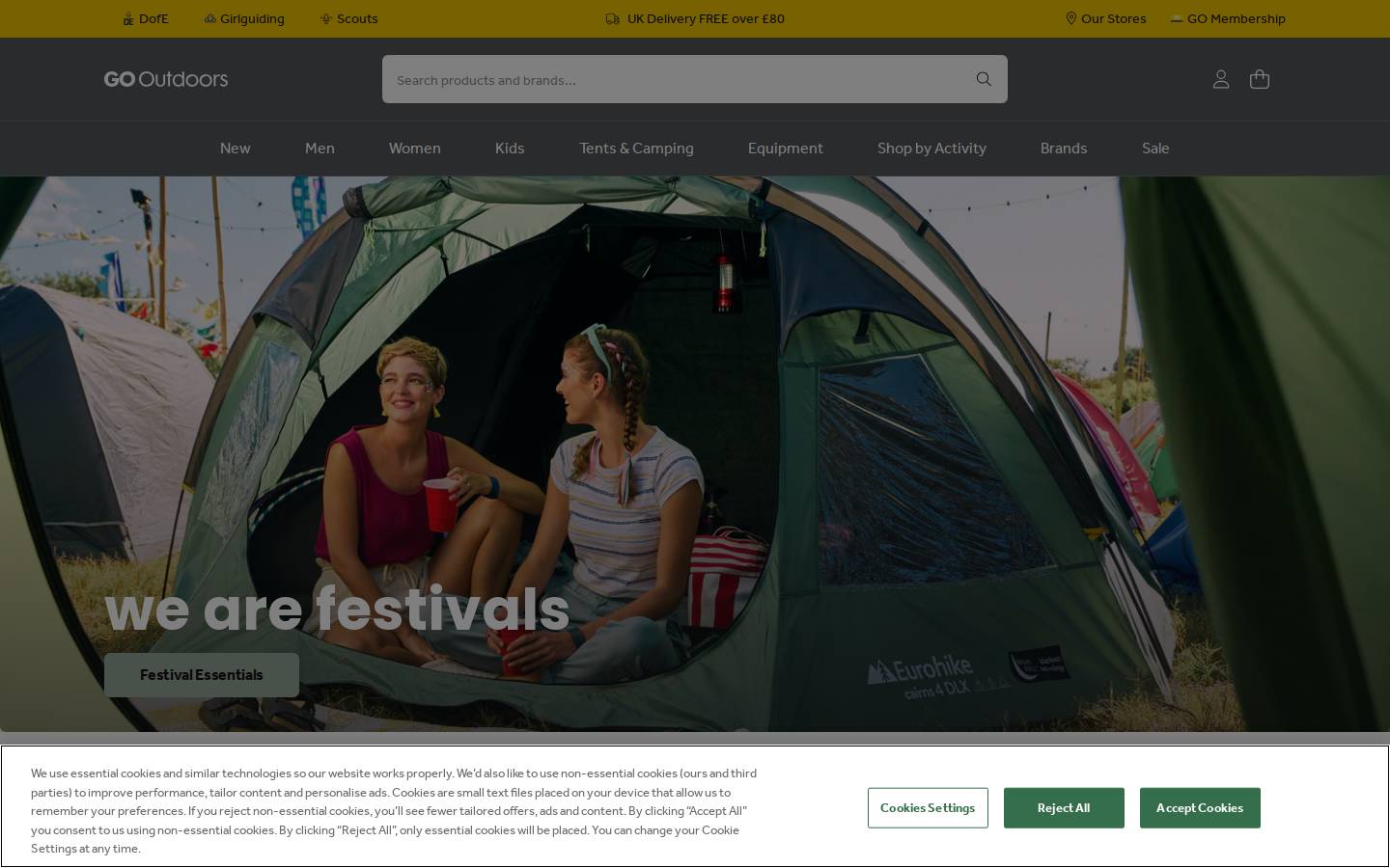 GO Outdoors homepage screenshot
