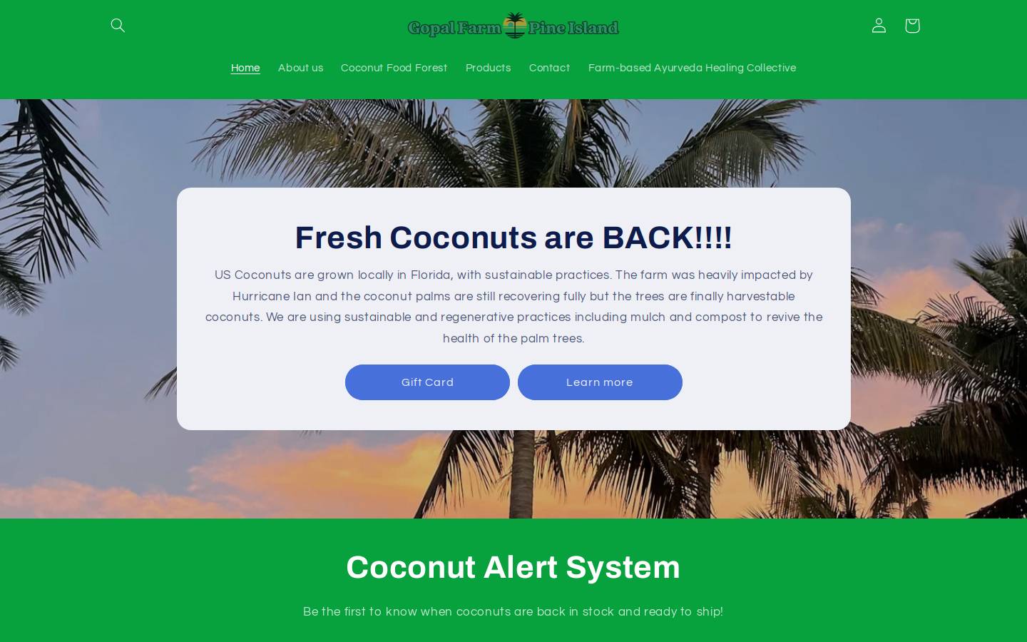gopalfarmpineisland.com homepage screenshot