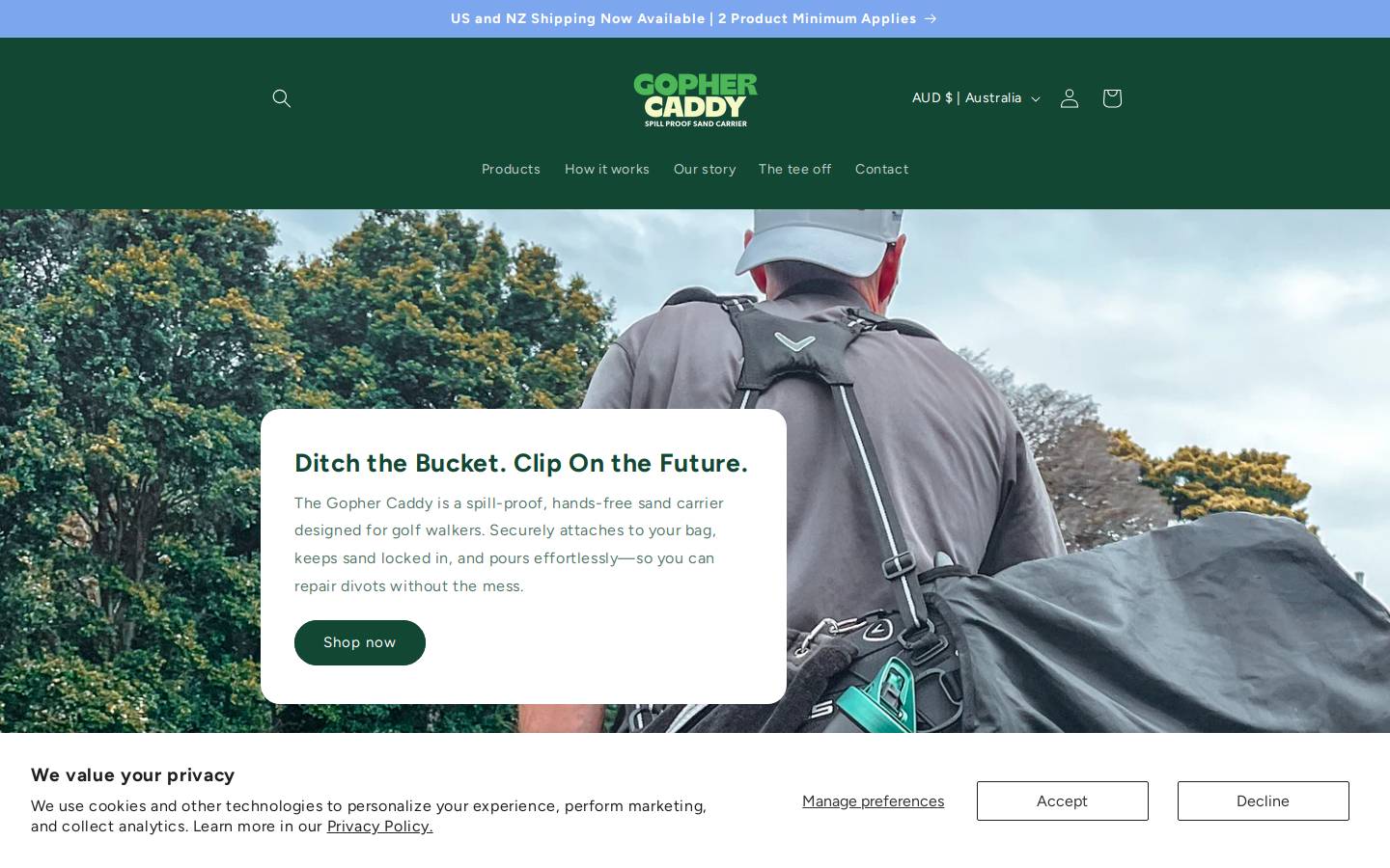 gophercaddy.com homepage screenshot