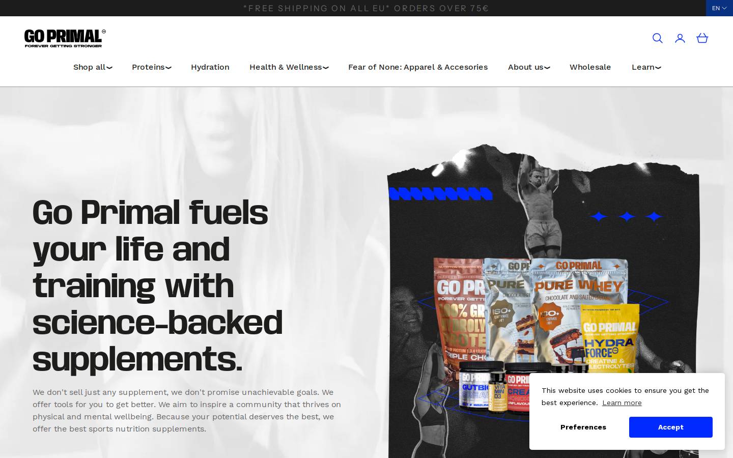 GoPrimal homepage screenshot