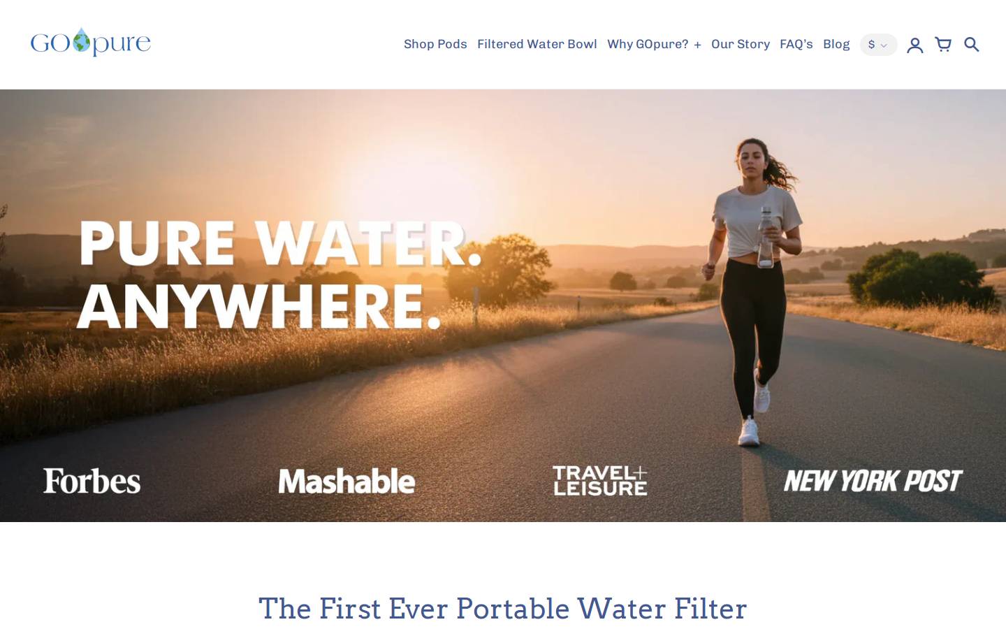 GOpure Pod homepage screenshot
