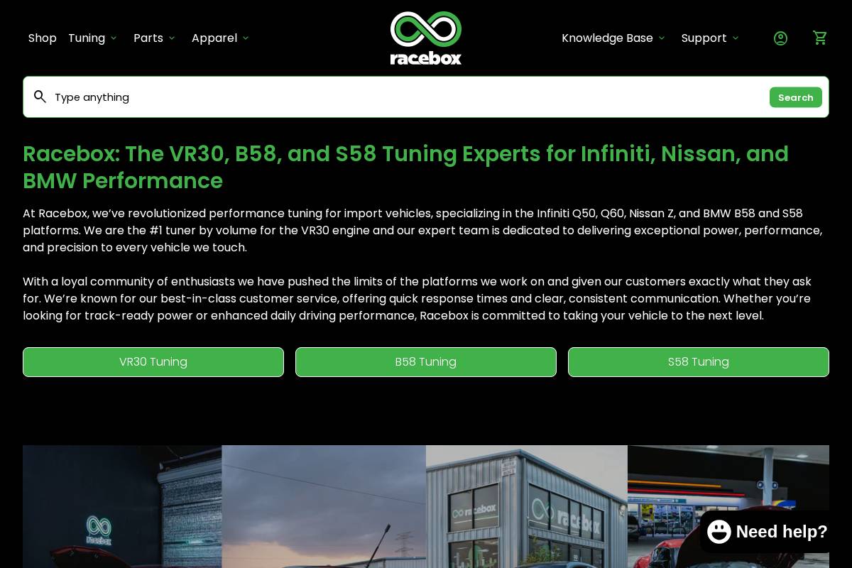 Racebox homepage screenshot