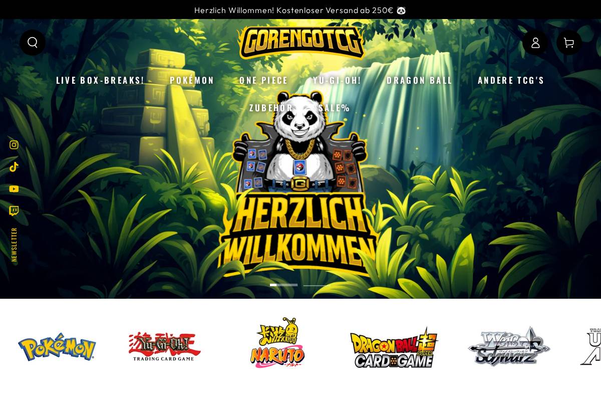 GorengoTCG homepage screenshot