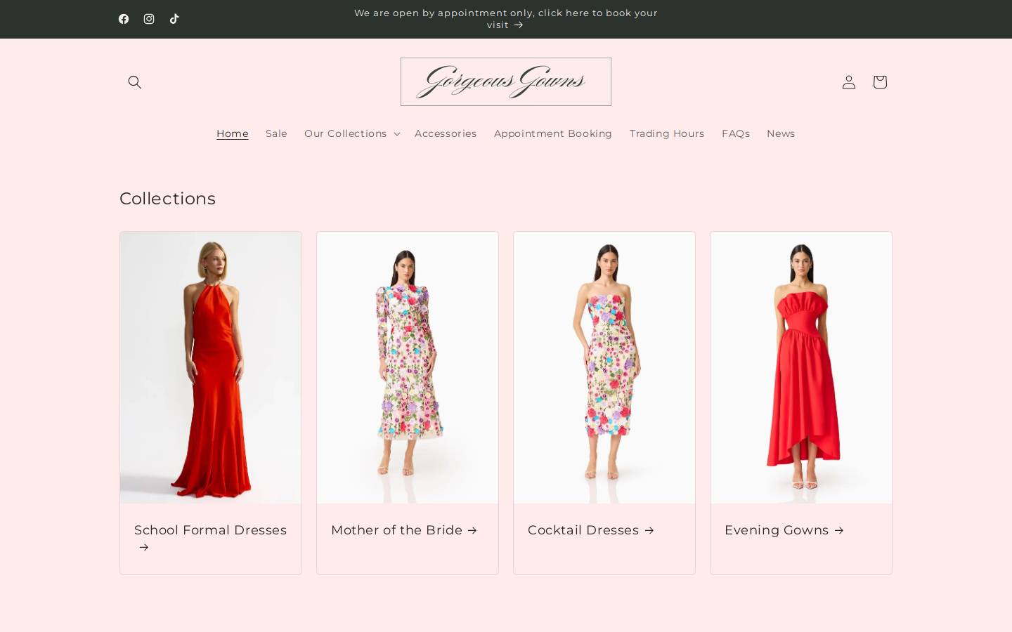 gorgeousgowns.com.au homepage screenshot
