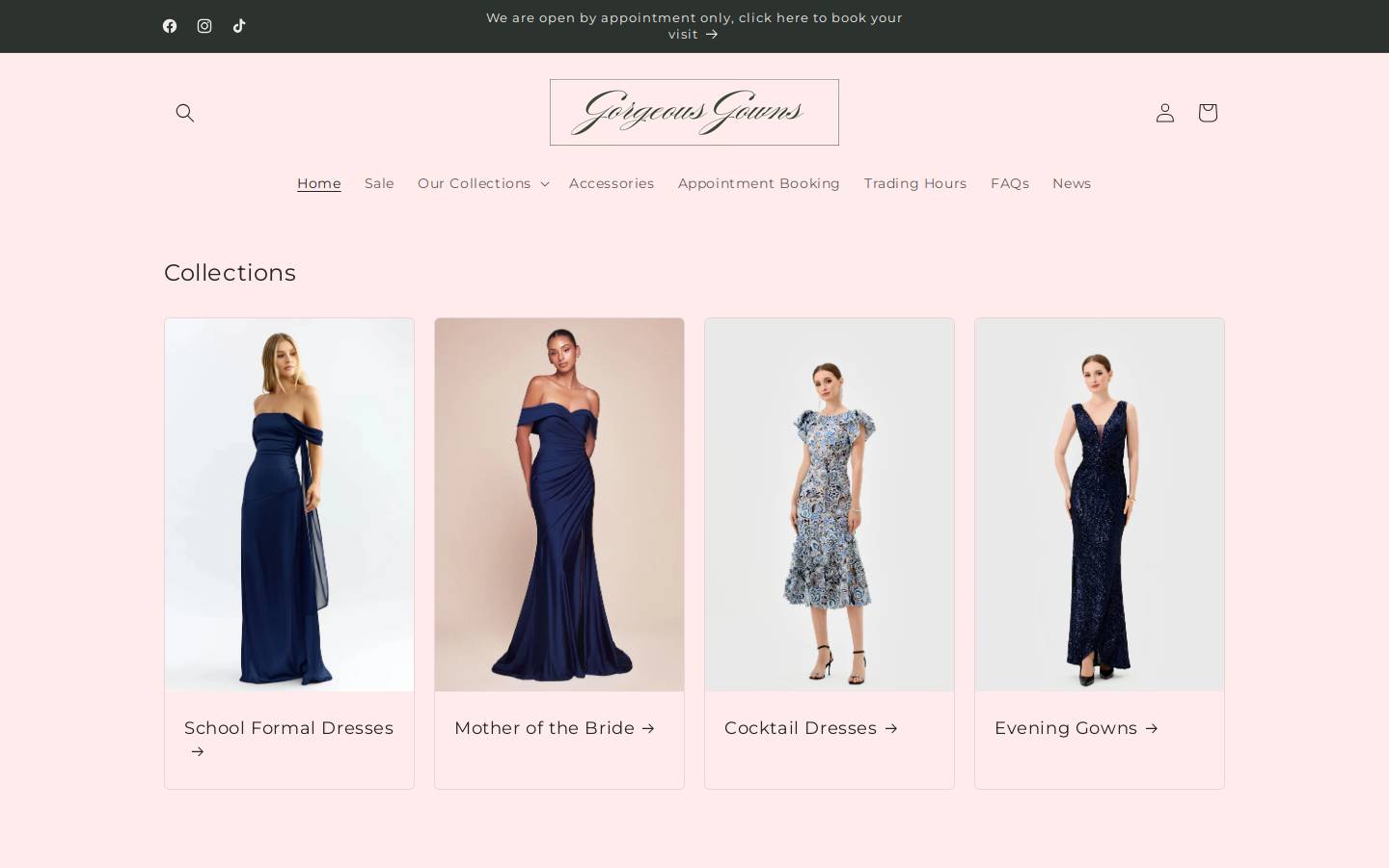 gorgeousgowns.net.au homepage screenshot