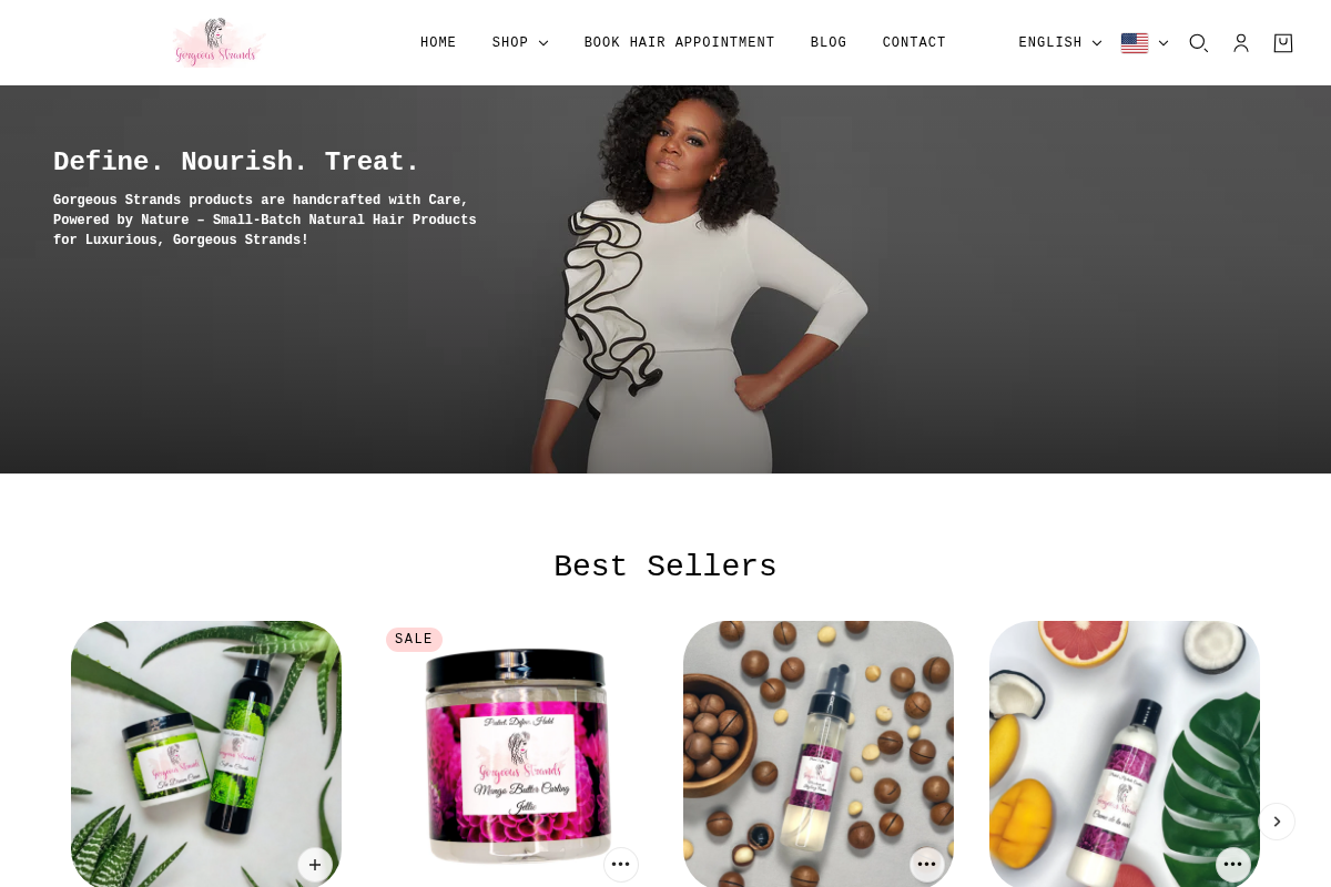 Gorgeous Strands Retail homepage screenshot