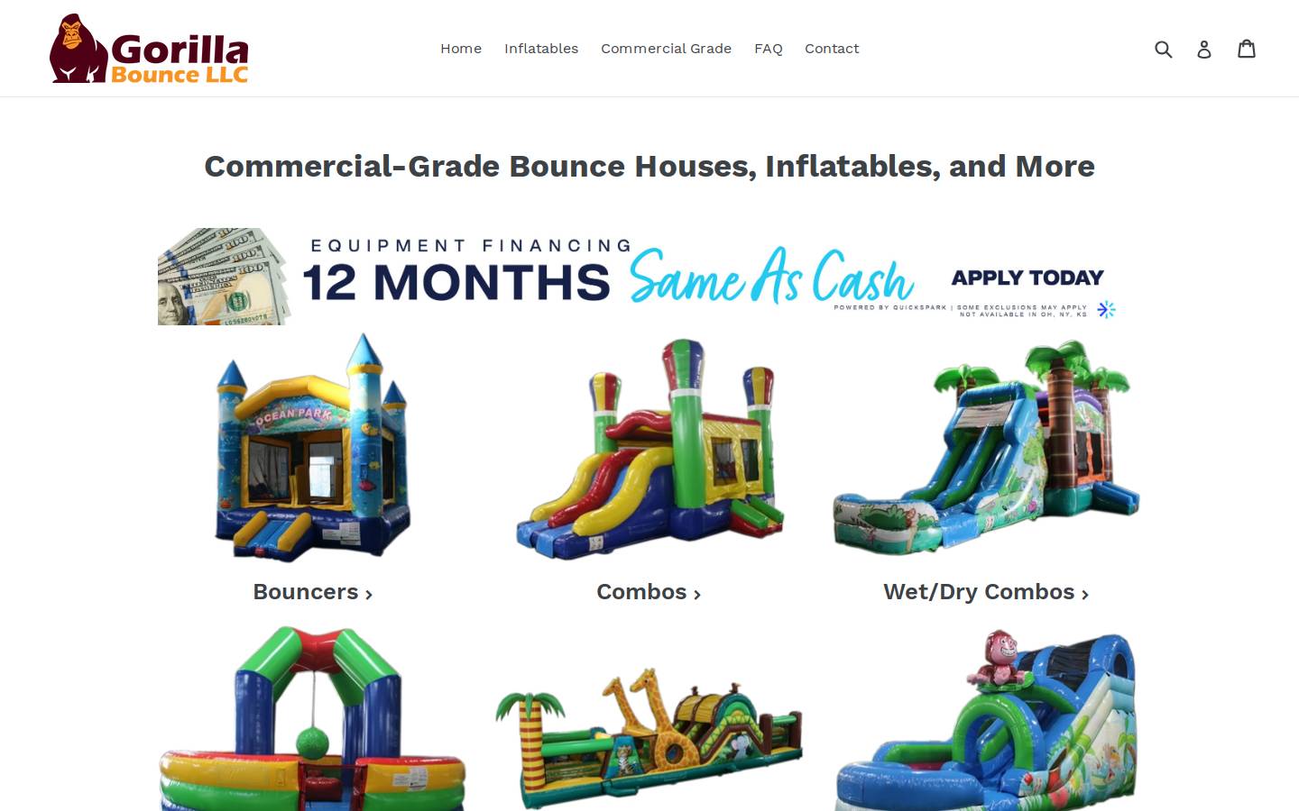 gorillabounce.com homepage screenshot