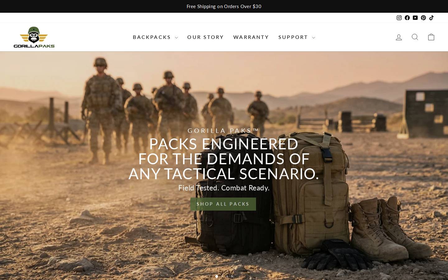 gorillapaks.com homepage screenshot