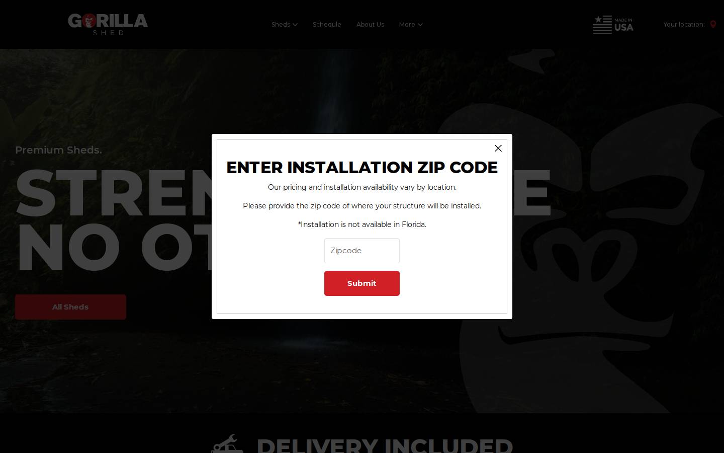 gorillashed.com homepage screenshot