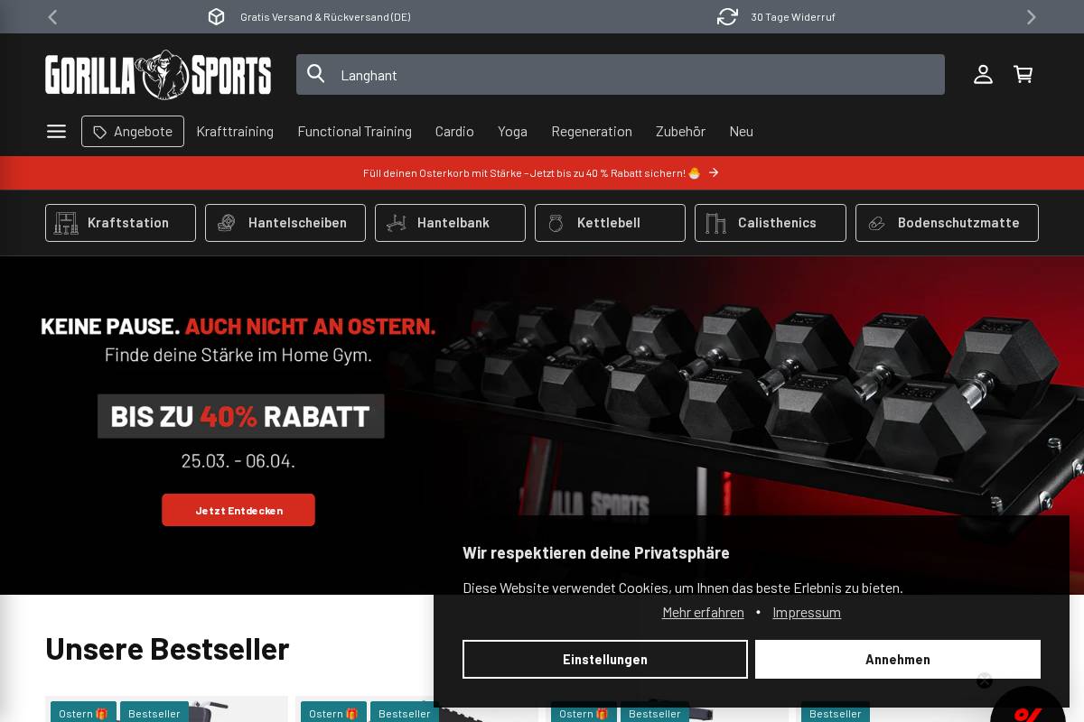Gorillasports homepage screenshot